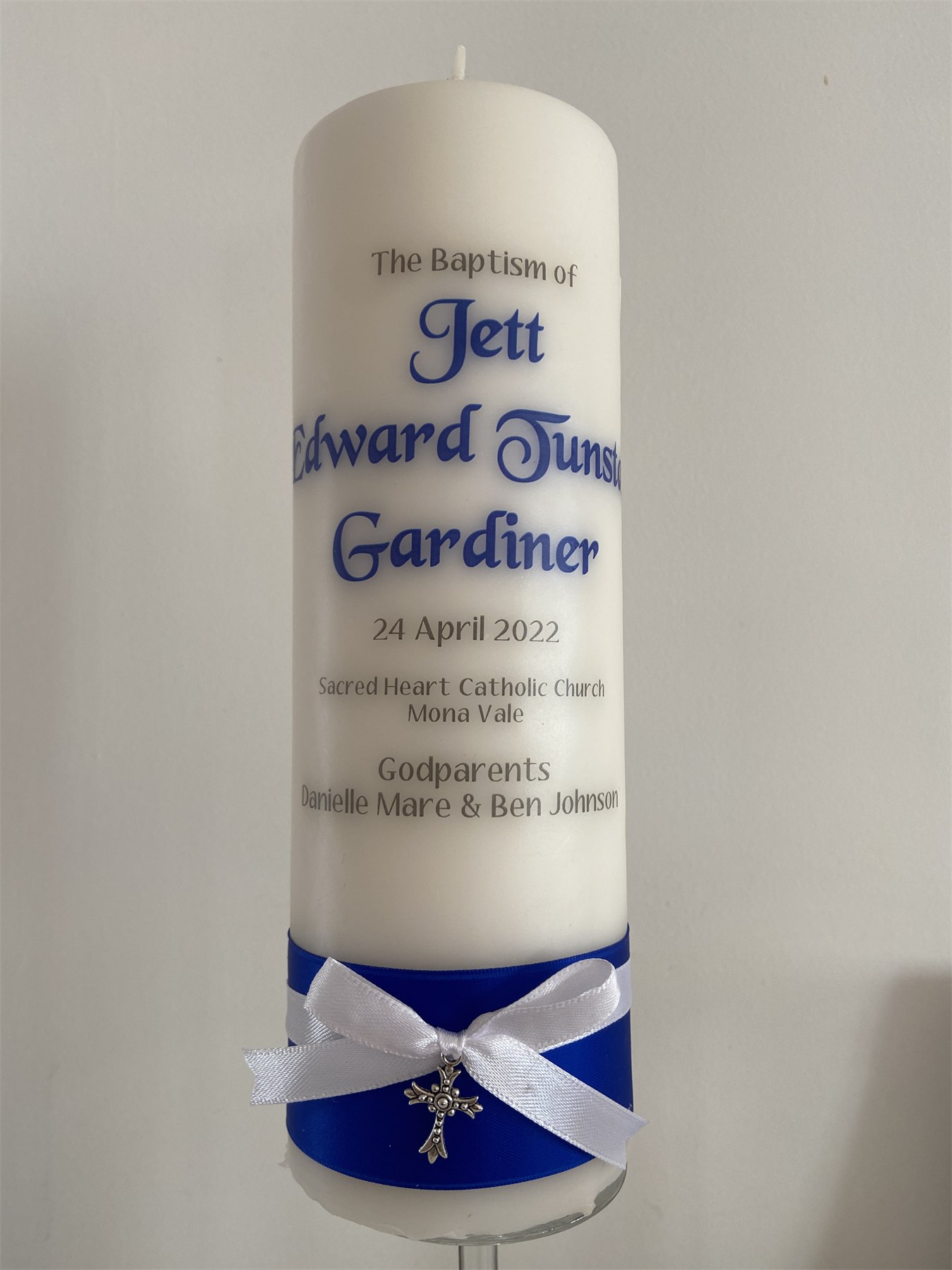 Jett Baptism Candle by Flame of Faith