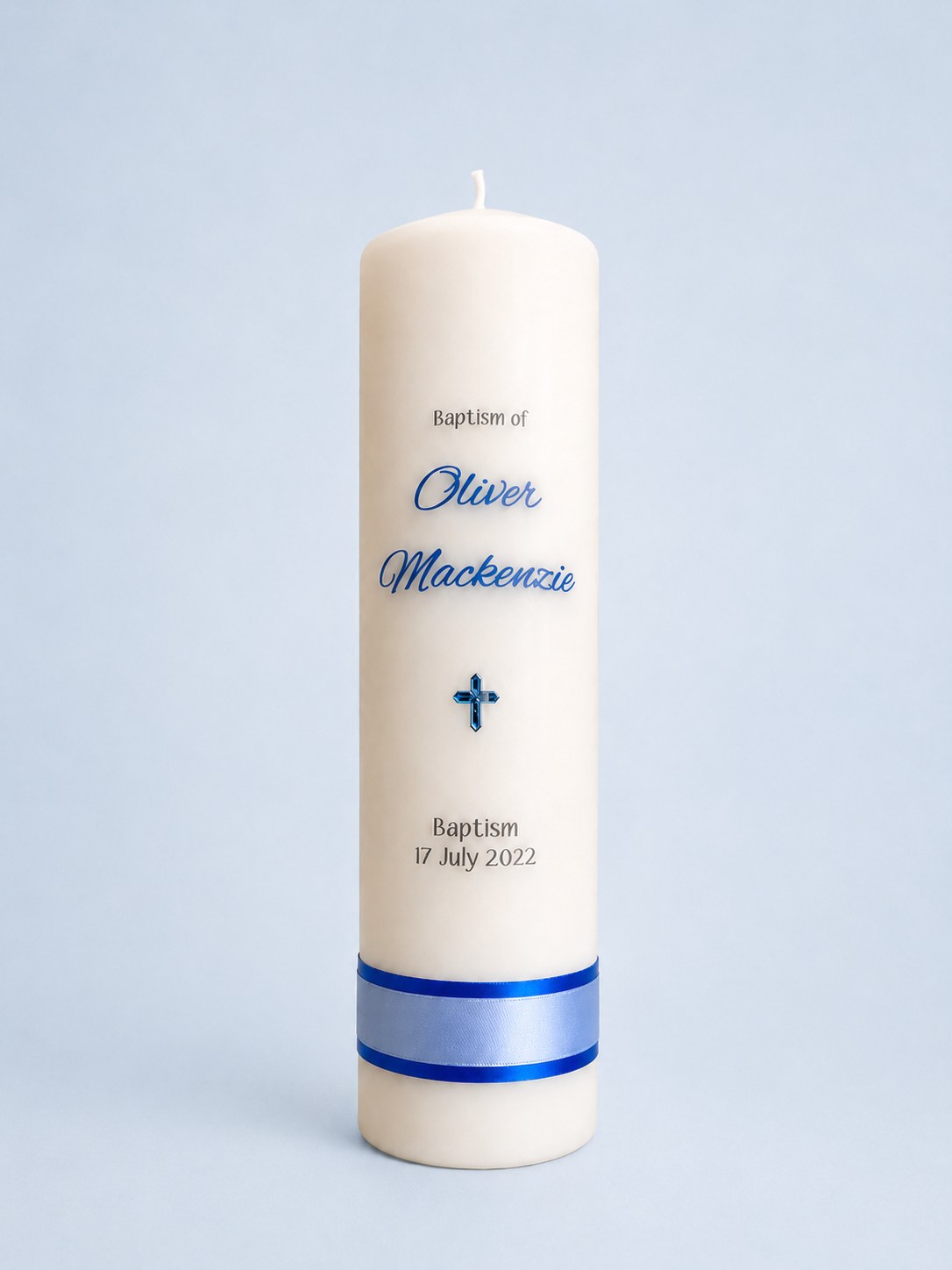 Oliver Baptism Candle by Flame of Faith