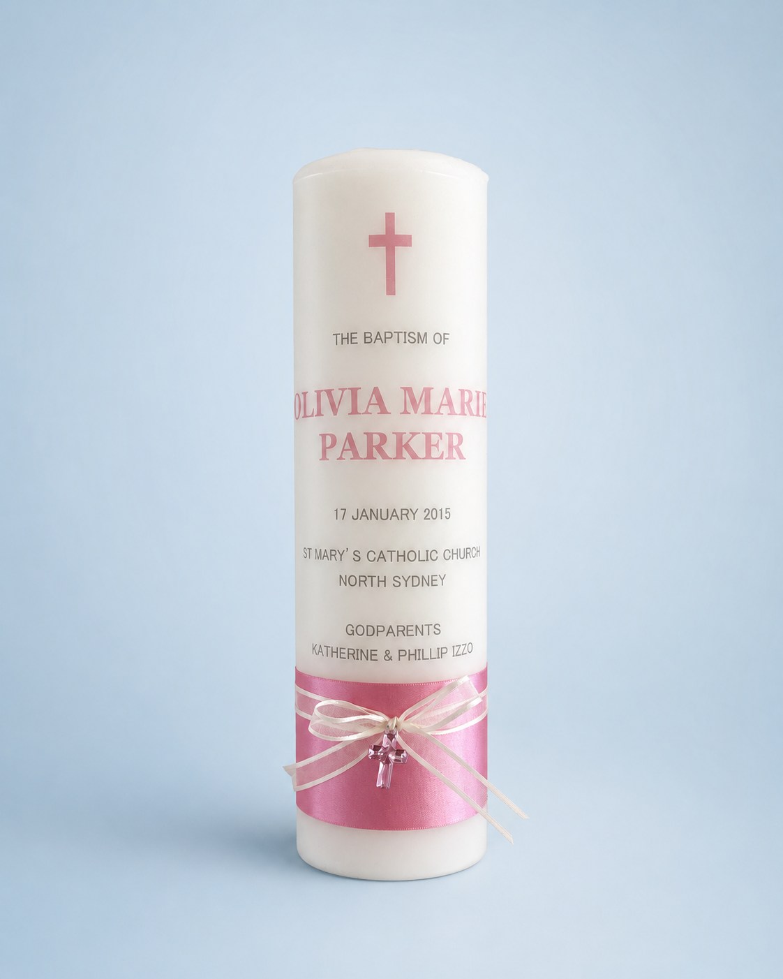 Olivia Baptism Candle by Flame of Faith