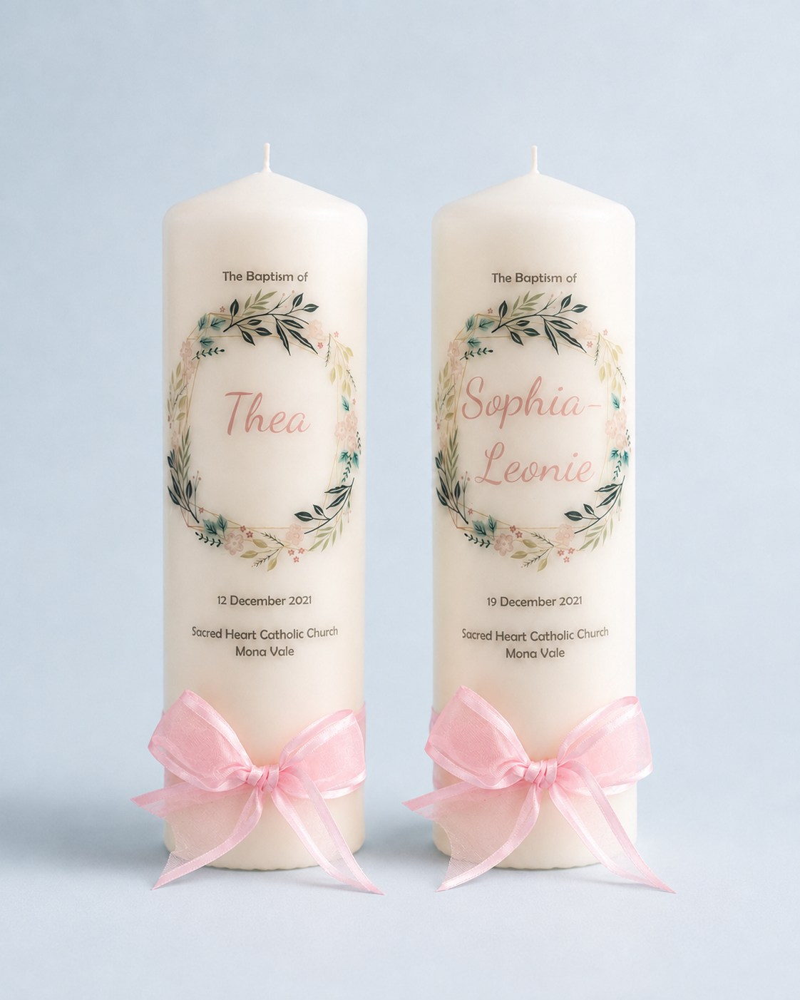 Personalised Baptism Candles Australia by Flame of Faith