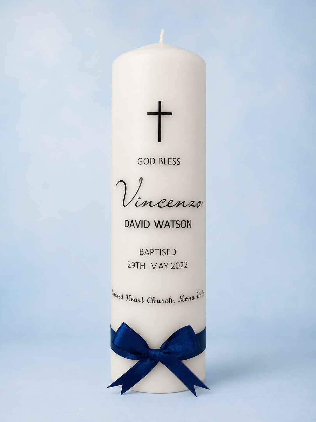 Vincenzo Baptism Candle by Flame of Faith